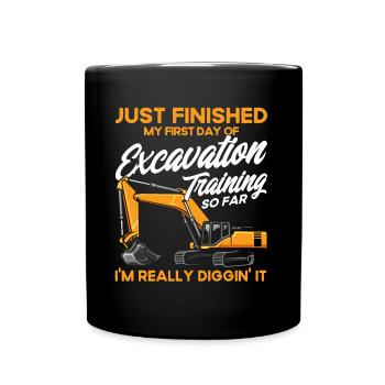 Bagger Schweres Gerät Bauarbeiter Geschenk - Tasse einfarbig - Schwarz - Vorne
