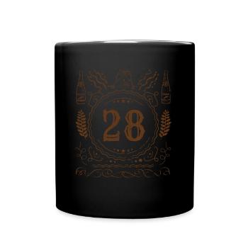 Retro Vintage Age 28 Year Old Birth Born Beer - Full Colour Mug - black - Front