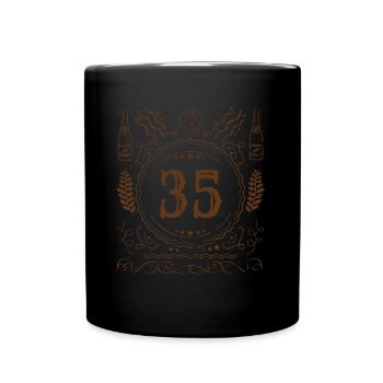Retro Vintage Age 35 Year Old Birth Born Beer - Full Colour Mug - black - Front