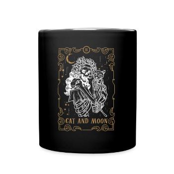 Cat Moon Tarot Card Occult Club Gothic Animal - Tasse einfarbig - Schwarz - Vorne