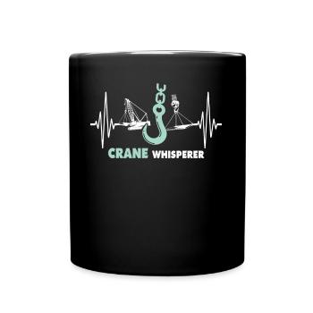 Kranführer EKG Kranfahrer Herzlinie - Tasse einfarbig - Schwarz - Vorne