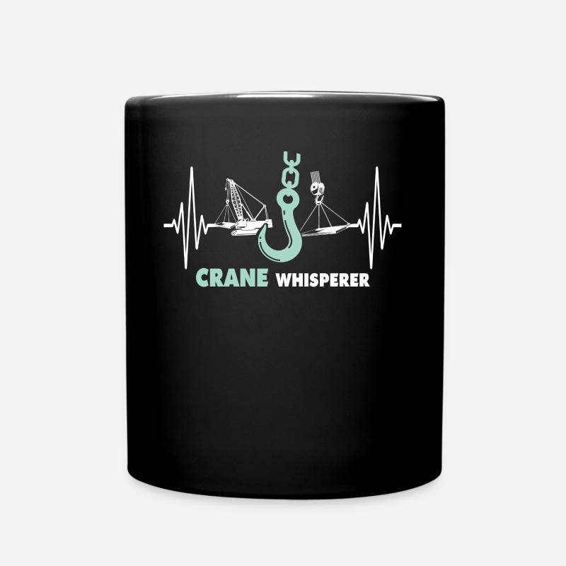Kranführer EKG Kranfahrer Herzlinie - Tasse einfarbig - Schwarz