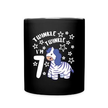 Seven 7yr 7th Zebra Birthday Girl 7 Years Old Gift - Tasse einfarbig - Schwarz - Vorne