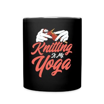Garn stricken Stricken Stricken Stoff Geschenk - Tasse einfarbig - Schwarz - Vorne