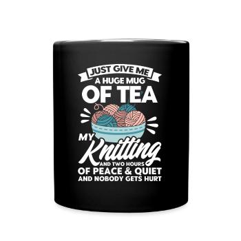 Stricken Stoff Stricken Garn stricken Geschenk - Tasse einfarbig - Schwarz - Vorne