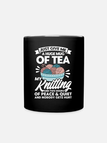 Stricken Stoff Stricken Garn stricken Geschenk - Tasse einfarbig - Schwarz