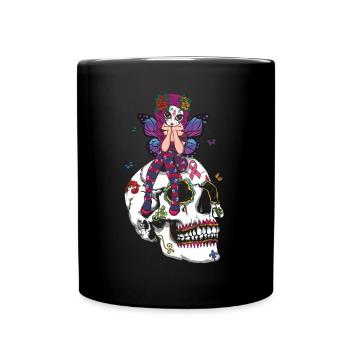 Fairy Floral Halloween Muertos Day Of Dead Sugar - Full Colour Mug - black - Front
