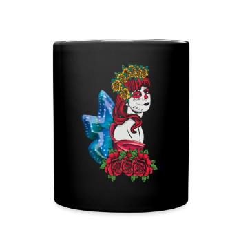 Catrina Flower Halloween Muertos Day Of Dead Sugar - Full Colour Mug - black - Front