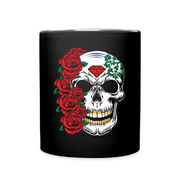 Flower Rose Bone Sugar Muertos Day Halloween - Full Colour Mug - black - Front