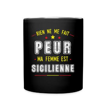 Sicile Humour pays Italie, drapeau italien, Couple - Mug uni - noir - Devant