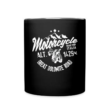 Motorcycle road trip Italia Great Dolomite Road - Full Colour Mug - black - Front
