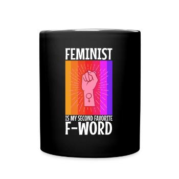 Féministe est mon deuxième mot préféré - Mug uni - noir - Devant