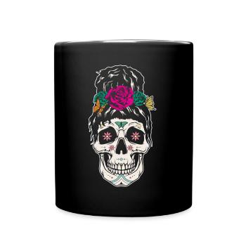 Rose Floral Halloween Muertos Day Of Dead Sugar - Full Colour Mug - black - Front