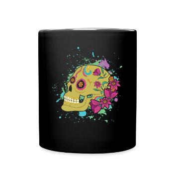 Color Bone Halloween Muertos Day Of Dead Sugar - Full Colour Mug - black - Front
