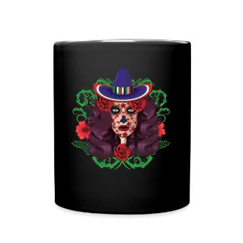 Calavera Sugar Bone Halloween Muertos Day Of Dead - Full Colour Mug - black - Front