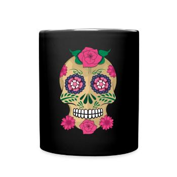 Squelette de fleur Sugar Bone Muertos Day Halloween - Mug uni - noir - Devant