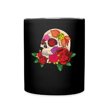 Colorful Bone Sugar Skeleton Muertos Day Halloween - Full Colour Mug - black - Front