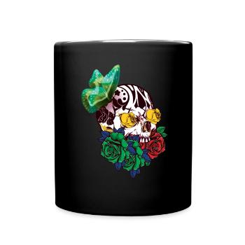 Butterfly Floral Bone Sugar Muertos Day Halloween - Full Colour Mug - black - Front