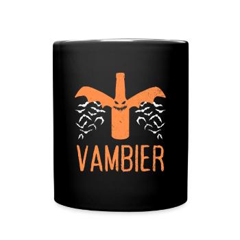 Vambier Halloween JGA Malle Bier Fledermaus Vampir - Tasse einfarbig - Schwarz - Vorne