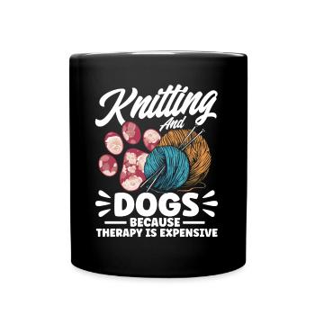 Stricken Garn stricken Stricken Stoff Geschenk - Tasse einfarbig - Schwarz - Vorne