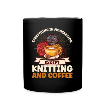 Knitting Yarn Knitting Knitting Fabric Gift - Full Colour Mug - black - Front