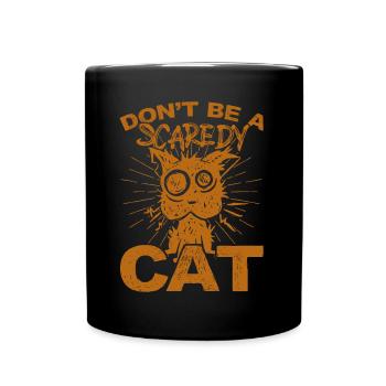 Horror Halloween Ängstliche Katze Gruselig - Tasse einfarbig - Schwarz - Vorne