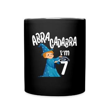 Seven 7yr 7th Wizard Birthday Boy 7 Years Old Gift - Full Colour Mug - black - Front