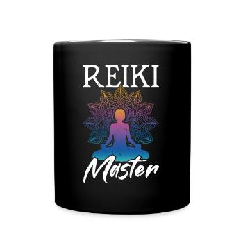 Reiki Master Chakra Energy Yoga Meditation - Full Colour Mug - black - Front
