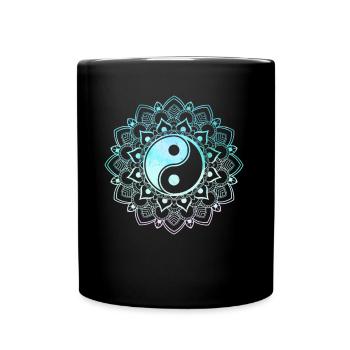 Yin Yang Lotus Mandala Maître Spirituel Reiki - Mug uni - noir - Devant