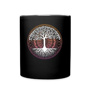 Yoga Mandala Tree Reiki Master Nature Meditation - Full Colour Mug - black - Front