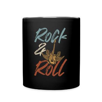 Retro Rock and Roll Musician Guitarist - Full Colour Mug - black - Front