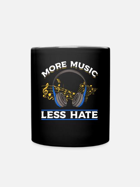 Love Headphones Music Women Musicians - Full Colour Mug - black