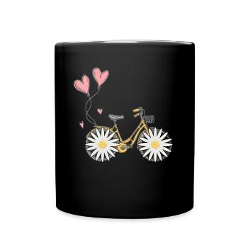 Daisy Bike Women Flower Bicycle Garden - Full Colour Mug - black - Front