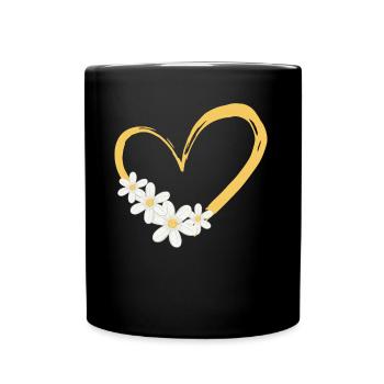 Daisy Flower Heart Women Gardener - Full Colour Mug - black - Front