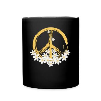 Signe de paix Daisy Hippie Gardening - Mug uni - noir - Devant