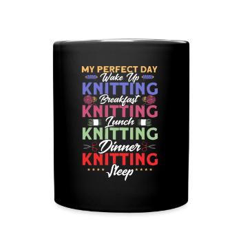 Stricken Stoff Stricken Stricken Geschenk - Tasse einfarbig - Schwarz - Vorne