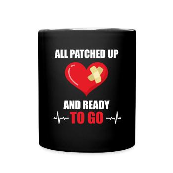 All Patched Up Ready To Go Heart Attack Heart Attack - Full Colour Mug - black - Front