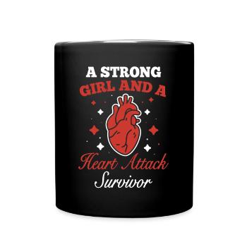 Strong Woman Surviving Heart Attack Heart Attack - Full Colour Mug - black - Front