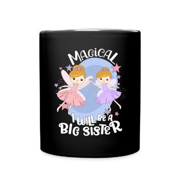 Je serai une grande sœur fée promue grande sœur - Mug uni - noir - Devant