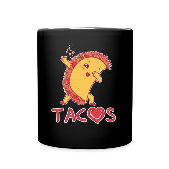 Cute Kawaii Heart Dab Dabbing Taco - Tasse einfarbig - Schwarz - Vorne