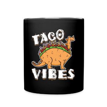 Cute Vibes Kawaii Dinosaur Animal Taco - Tasse einfarbig - Schwarz - Vorne