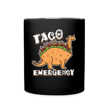 Cute Emergency Kawaii Dinosaur Animal Taco - Tasse einfarbig - Schwarz - Vorne