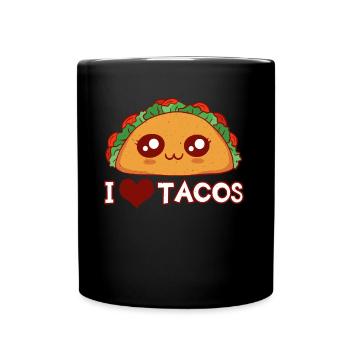 Love Tacos Cute Kawaii Face Anime Taco - Tasse einfarbig - Schwarz - Vorne