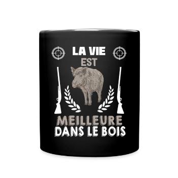 La Vie Est Meilleure Dans Le Bois - Mug uni - noir - Devant