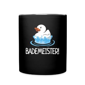 Bademeister Quietscheente Schwimmbad Enten - Tasse einfarbig - Schwarz - Vorne