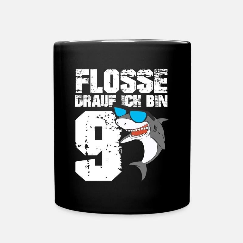 Haifisch Geburtstagsmotiv 9 Jahre Jungen Geschenk - Tasse einfarbig - Schwarz