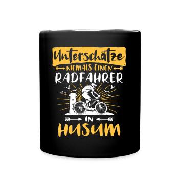 Husum Fahrrad Husumer Radfahrer - Tasse einfarbig - Schwarz - Vorne