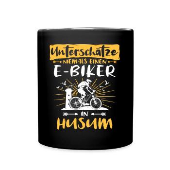 Husum Ebike Husumer Ebiker - Tasse einfarbig - Schwarz - Vorne