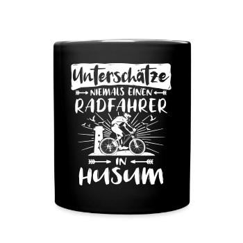 Husum Fahrradfahrer Husumer Radfahrer - Tasse einfarbig - Schwarz - Vorne