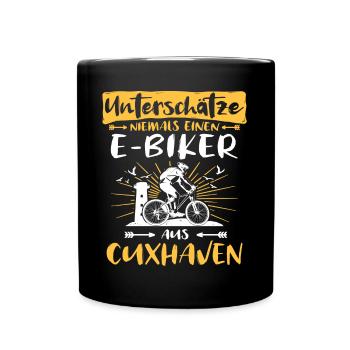 Cuxhaven Ebike Cuxhavener Ebiker - Tasse einfarbig - Schwarz - Vorne
